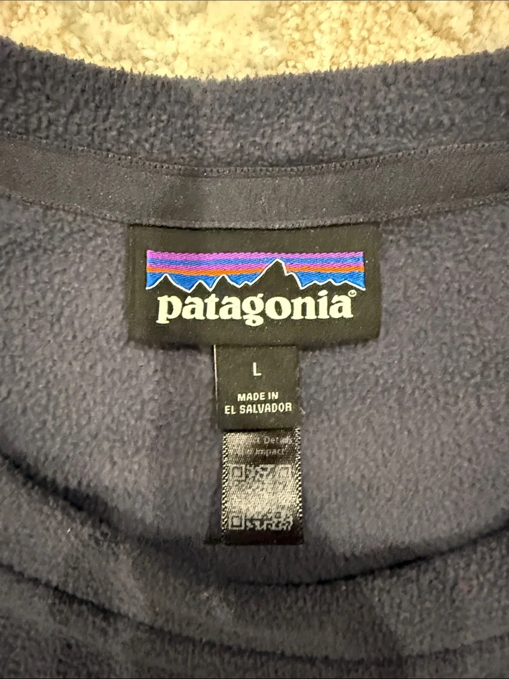 Patagonia Micro D Crewneck Size Large Mens Smolder Blue Fleece